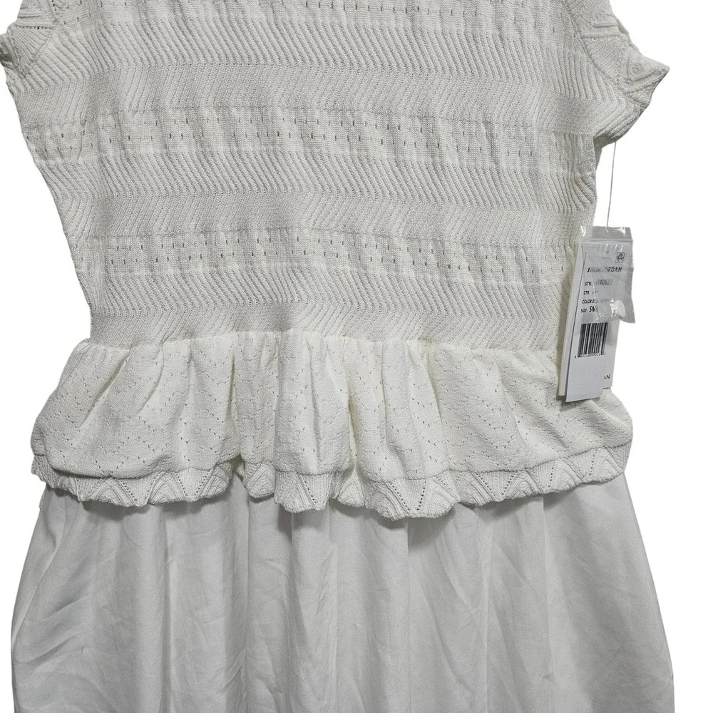 Julia Jordan‎ Mixed Media Stretch Cotton Midi Dress Size Small Color Ivory NWT